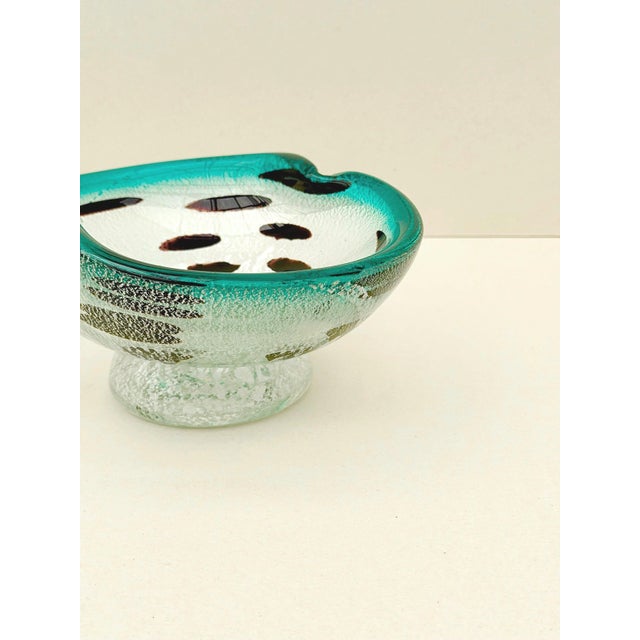 Murano Blown Glass Trinket Dish with Silver Inlays from Vetri Murano, Italy, 1960 For Sale - Image 3 of 9