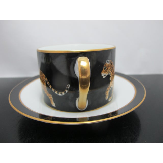 Lynn Chase Leopard Cat Design Jaguar Jungle Porcelain 24k Gold Coffee Mug Cup For Sale - Image 4 of 13