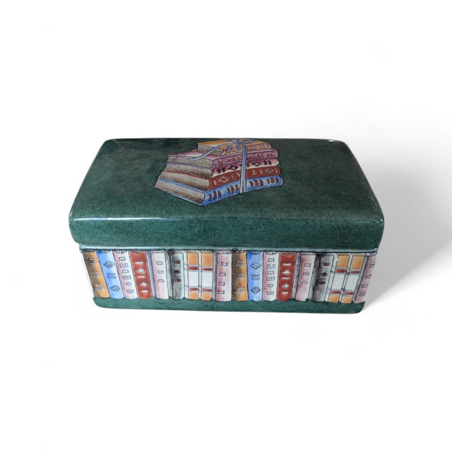 A Pair of Matching Maitland Smith Style Ceramic Boxes One is Rectangular and deeper, while the other is round and a bit...