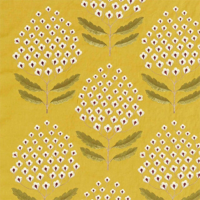 Sanderson Bellis Fabric in Woodland Yellow - a Sample For Sale