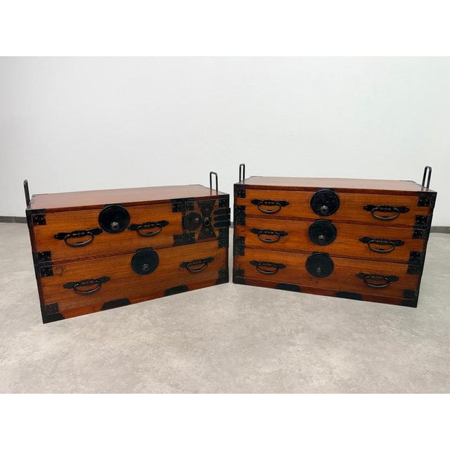 Antique Japanese Meiji 2-Body Kasane Isho-Dansu Clothing Chest, 1890s For Sale - Image 16 of 18