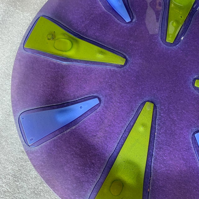 Mid-Century Modern Original Vintage Purple Higgins Art Glass Plate For Sale - Image 3 of 7
