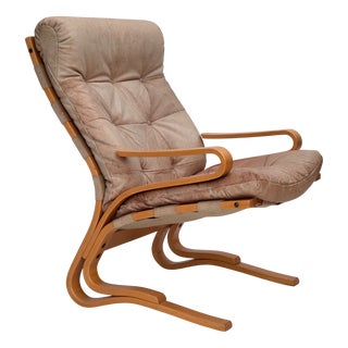 Norwegian Model Kengu Armchair in Beige Furniture Leather from Rybo Rykken & Co, 1970s For Sale