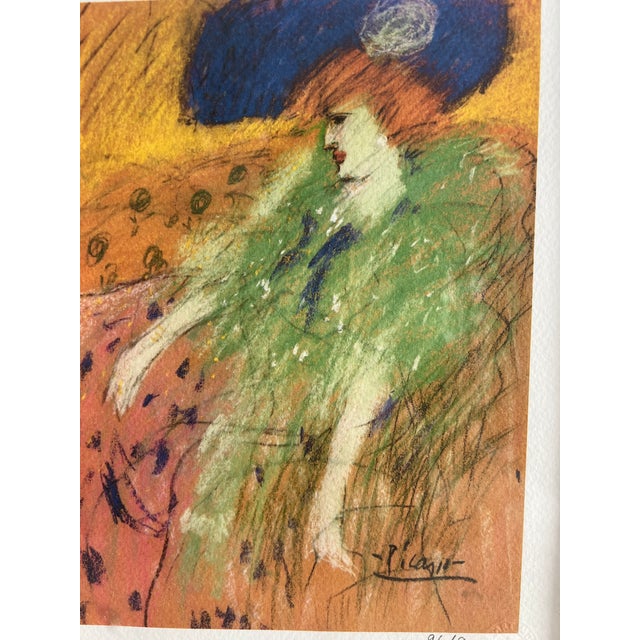 Impressionist Mid 20th Century Woman in Blue Hat Pablo Picasso Style Glicee #96/900 Italy For Sale - Image 3 of 6