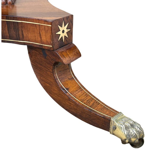 Hollywood Regency Small Regency Circular Rosewood and Brass Inlaid Centre Table, 1825 For Sale - Image 3 of 16