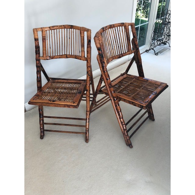 1970s Vintage Rattan Folding Side Chairs A Pair Chairish