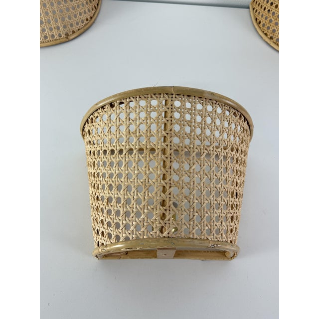 Mid-Century Modern Italian Rattan and Bamboo Wall Lamps, 1960s, Set of 3 For Sale - Image 13 of 15