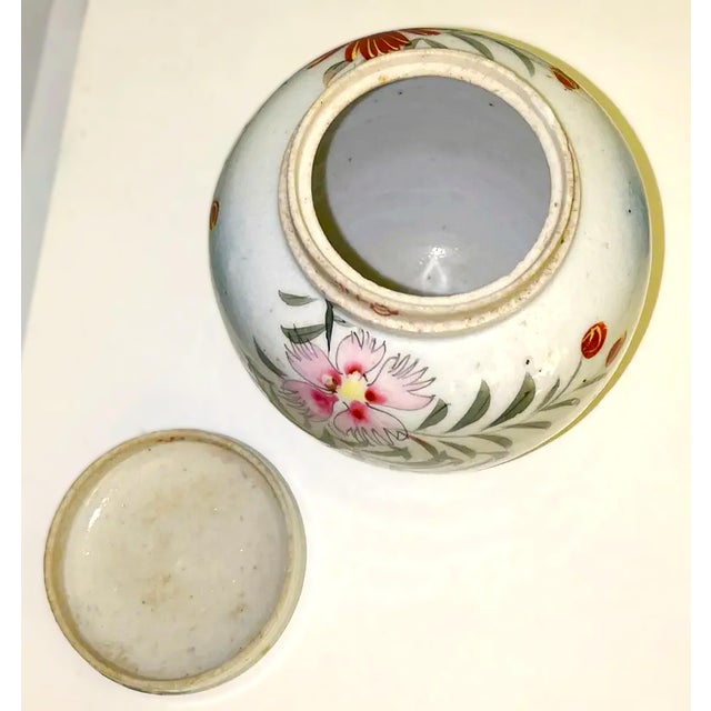 Mid Century Hand Painted Floral Lidded Jar For Sale - Image 9 of 14