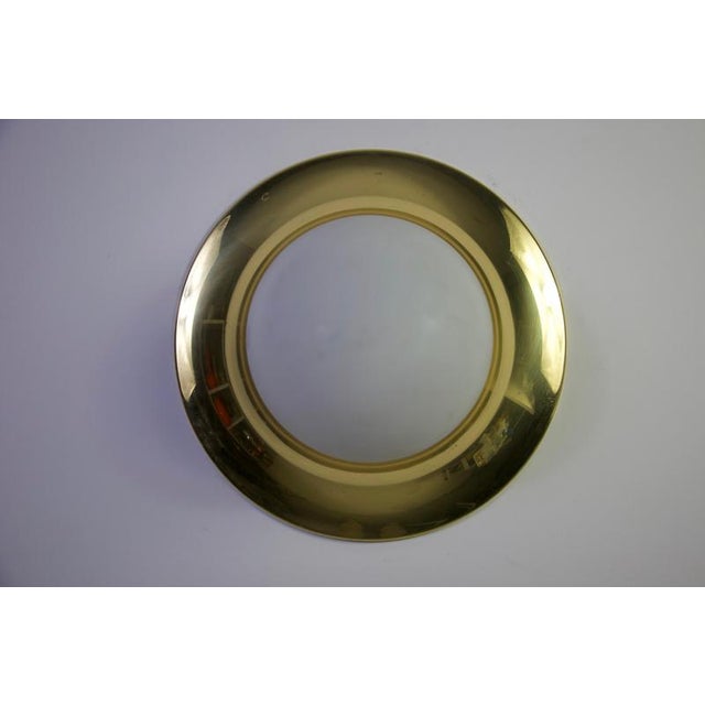 Brass and opaline glass flush mount by glashütte limburg, 1960s. This elegant vintage ceiling or wall light features a...