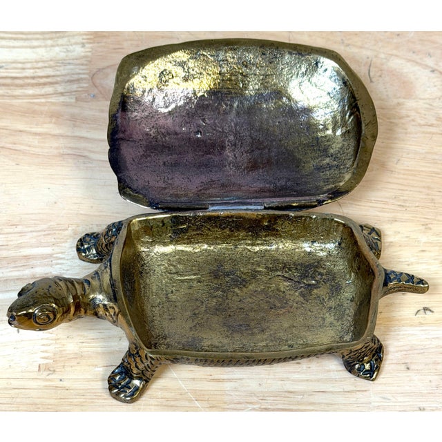 Metal Italian Mid-Century Gilt & Patinated Bronze Turtle Hinged Box, circa 1960s For Sale - Image 7 of 18