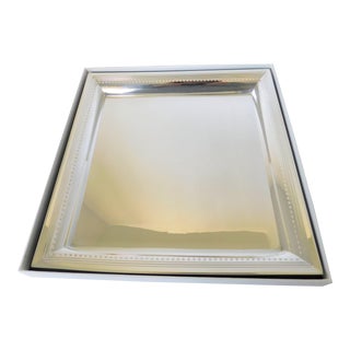 Vera Wang for Waterford Square Grosgrain Silver Cocktail Tray For Sale
