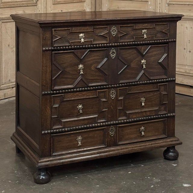 Early 19th Century Early 19th Century English Oak Jacobean Style Chest of Drawers For Sale - Image 5 of 18