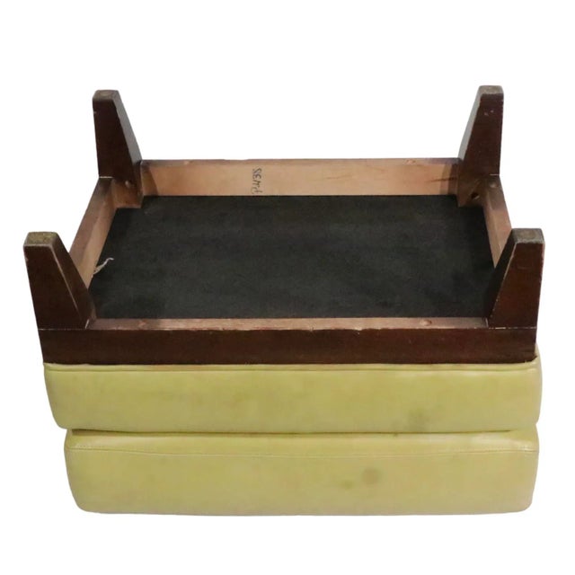 Modern Pr. Leather Ottomans on Solid Wood Base C 1970/1980's For Sale - Image 3 of 13