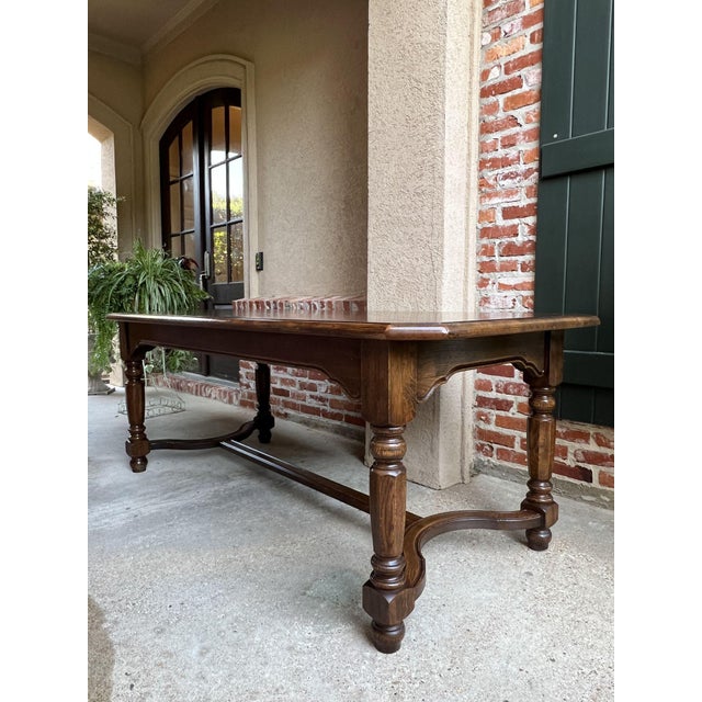 Vintage French Provincial Dining Table Oak Farmhouse Conference Library