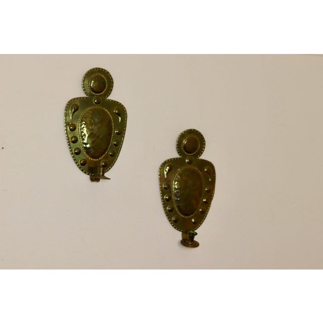 Mid-Century Baroque Brass Swedish Sconces, Set of 2 For Sale - Image 4 of 7