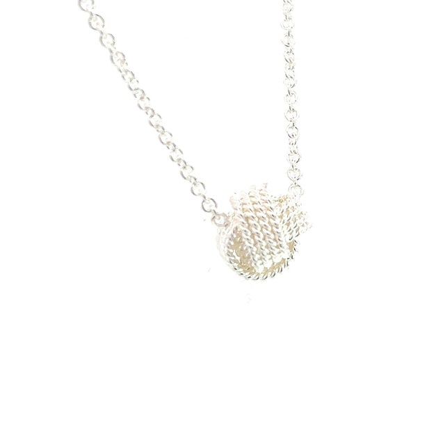 1990s 1990s Tiffany & Co Estate Love Knot Necklace 17" Silver For Sale - Image 5 of 9