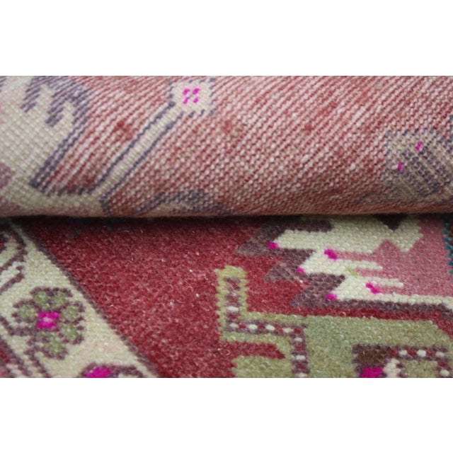 1970s Turkish Anatolian Traditional Red Oushak Doormat Small Rug For Sale - Image 12 of 13
