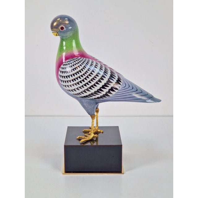 Ceramic Italian Hand Painted Porcelain Pigeon by Giulia Mangani, 1970s For Sale - Image 7 of 17
