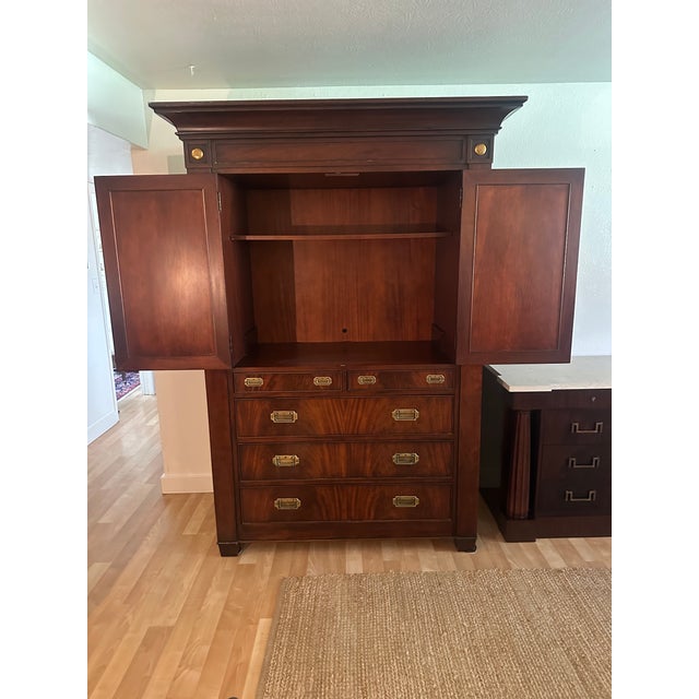 Ralph Lauren Late 20th Century Polo Ralph Lauren Mahogany Armoire With Brass Campaign Hardware For Sale - Image 4 of 9