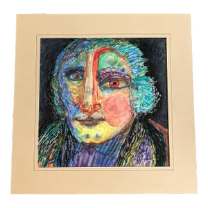 1980’s Original Vintage E.J.Hartmann Abstract Portrait Painting Signed