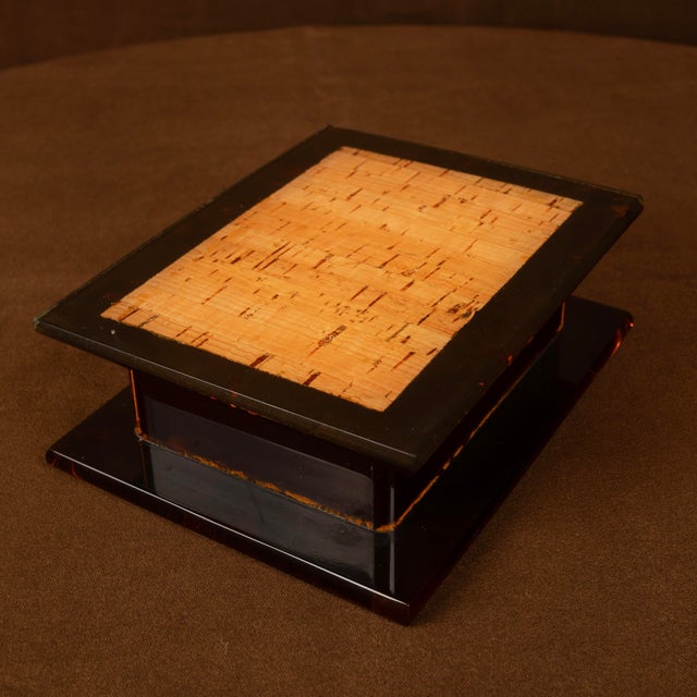 Italian Smoked Acrylic Glass and Natural Cork Jewellery Box, 1970 For Sale - Image 12 of 18