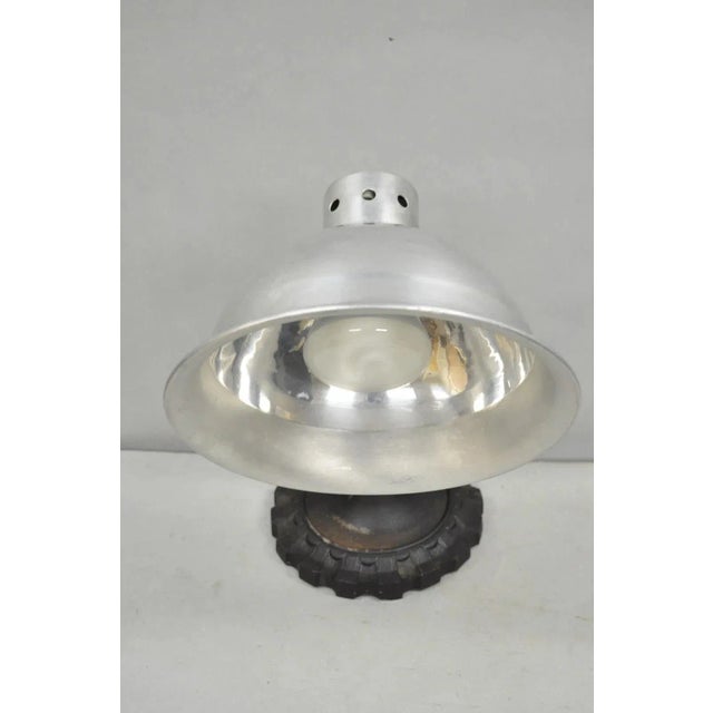 Silver Vintage Industrial Modern Steampunk Cast Iron Gear Gooseneck Task Table Lamp For Sale - Image 8 of 12