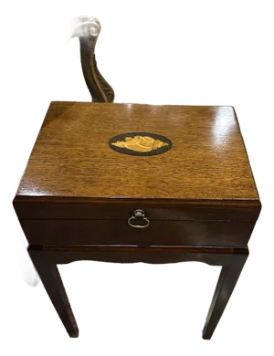 Mahogany Inlaid Nautilus Shell Box Table
