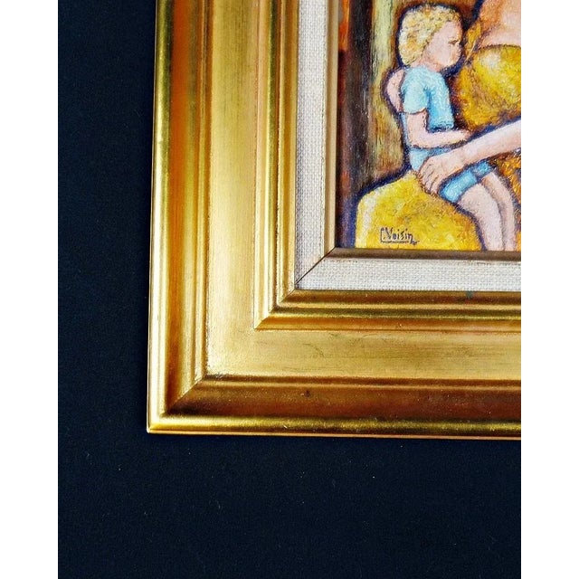 Claude Voisin, Mother Breastfeeding Her Child, Oil on Panel, 1977, Framed For Sale - Image 6 of 12