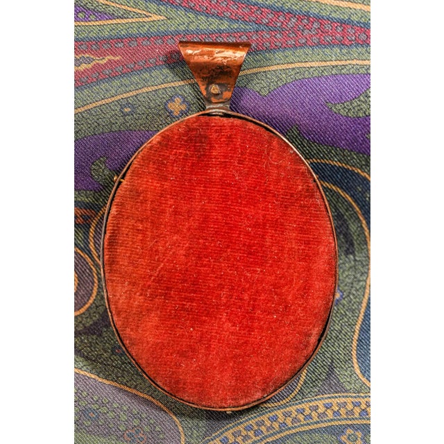 Handsome Antique Portrait Miniature Painting of Young Man Arts and Crafts Hammered Copper Frame Home Decor For Sale In New York - Image 6 of 6
