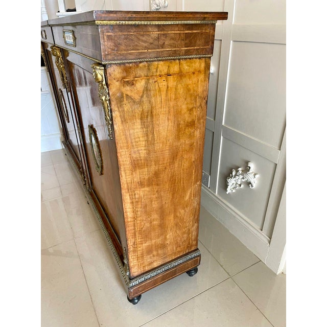 Antique Victorian Inlaid Burr Walnut and Porcelain Mounted Pier Cabinets, 1860, Set of 2 For Sale - Image 9 of 18