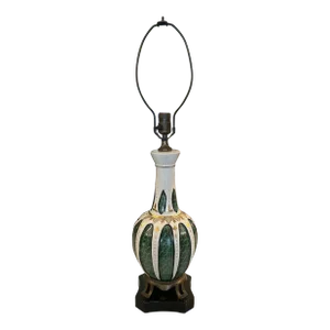 Hand Painted Porcelain and Metal Mid Century Lamp