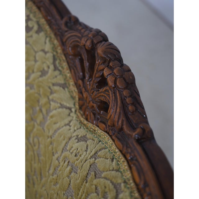 Pair French Louis XV Wide Seat Swan Carved Frame Occasional Chairs For Sale - Image 15 of 18