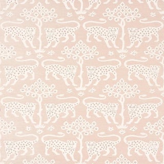 Schumacher Woodland Leopard Sisal Wallpaper in Petal For Sale