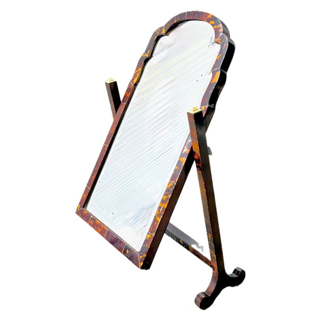 Antique Shell & Horn Tilt-Top Vanity Mirror For Sale - Image 4 of 12