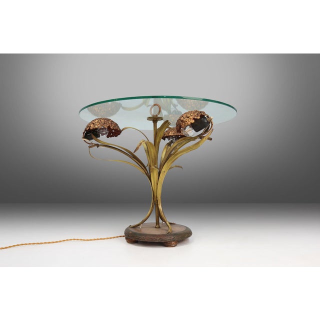 Hollywood Regency French Coffee Table with Lightning in Brass Flowers, 1950s For Sale - Image 15 of 18