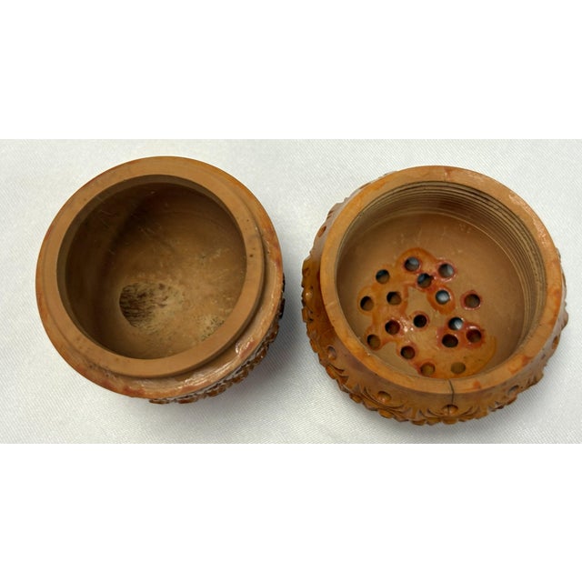 Wood 19th Century Victorian Corozo Egg Rosary Case/ Threaded & Pierced Wood Box For Sale - Image 7 of 13