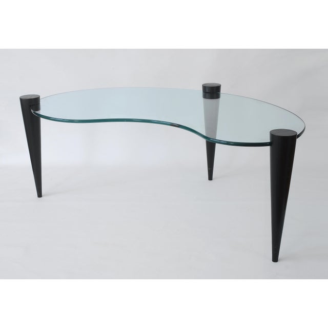 Mid-Century Modern Mid Century Modern Kidney Shaped Glass Coffee Table With Cone Legs For Sale - Image 3 of 17