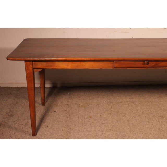 19th Century 19th Century Cherry Wood Refectory Table For Sale - Image 5 of 12