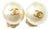 1990s Chanel Classic Gold Plated CC Small Pearl Clip on Earrings, A Pair For Sale