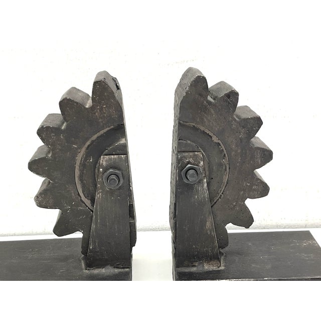 Late 20th Century Industrial Modern Iron Bookends - Set of 2 For Sale - Image 5 of 13