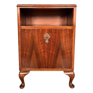 Art Deco Walnut Cabinet with Brass Handle, 1940s For Sale