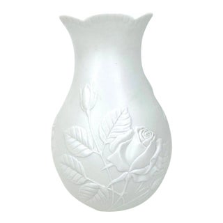 Vintage Kaiser West Germany White Porcelain Rose Vase For Sale