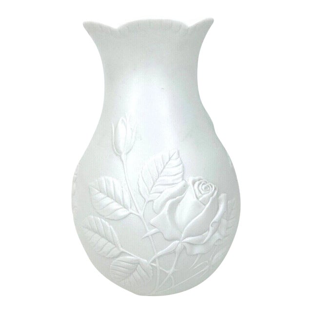 Vintage Kaiser West Germany White Porcelain Rose Vase For Sale
