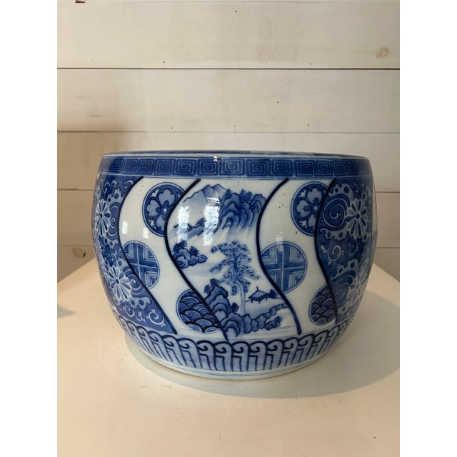 Ceramic Antique Japanese Blue and White Jardiniere For Sale - Image 7 of 7