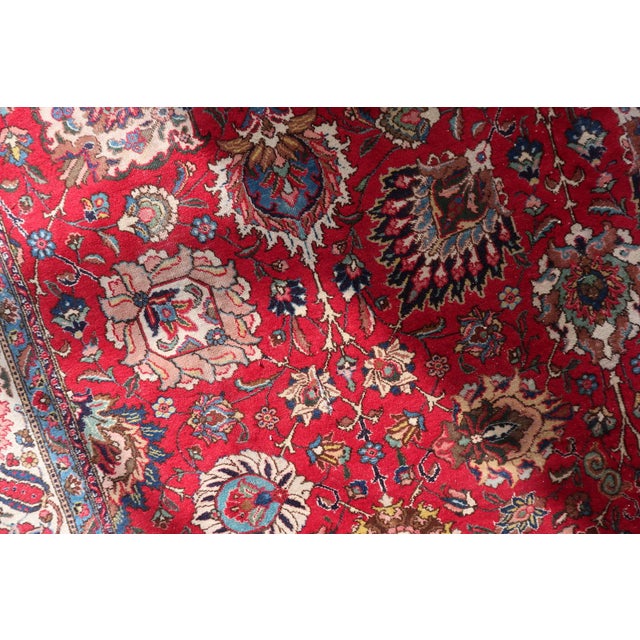 1920s, Antique Tabriz Wool Rug, Allover Shah Abbasi Floral, Crimson Field, 9 X 13 For Sale - Image 13 of 16