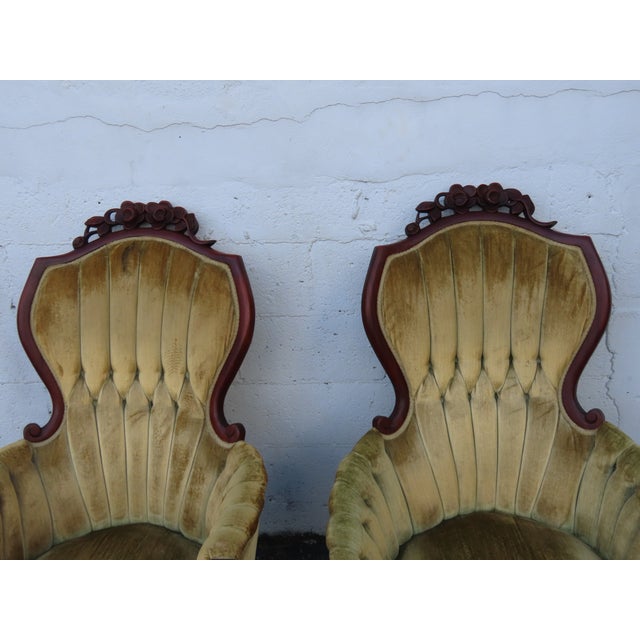 Victorian Style Carved Side Chairs a Pair 6361 For Sale In Miami - Image 6 of 14