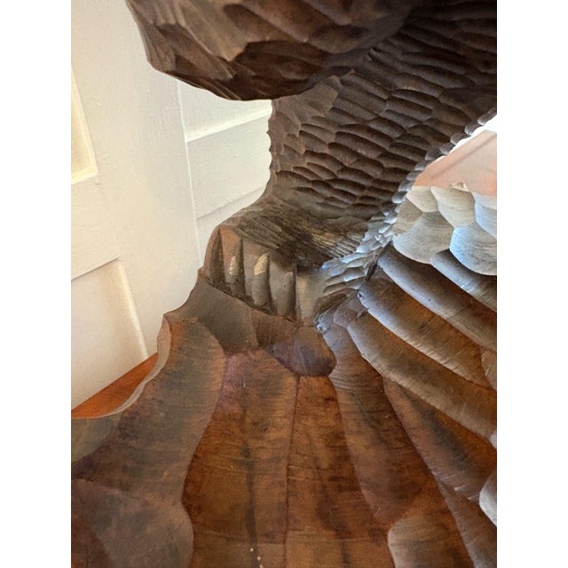 Brown Large Japanese Edwardian Carved Linden Wood Bear Carrying a Fish, 1900s For Sale - Image 8 of 14