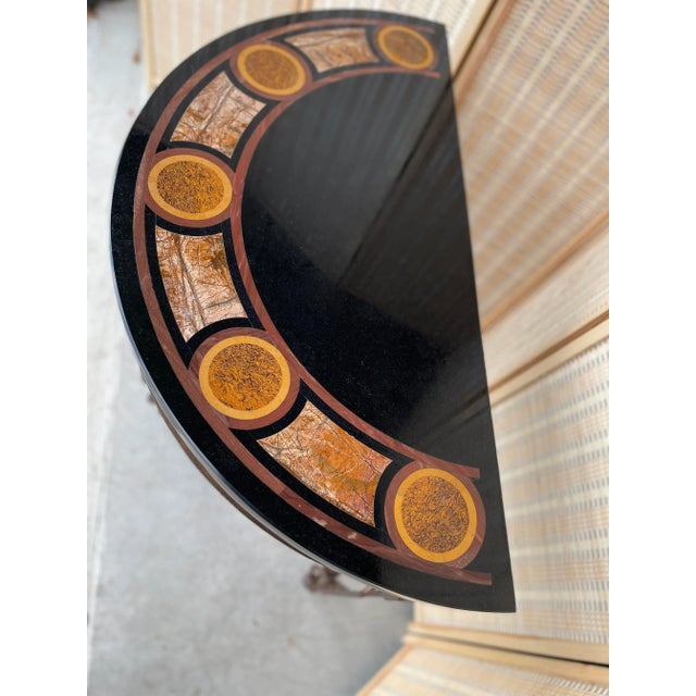 Early 21st Century Half Moon Marble Top Demilune Console Table For Sale - Image 5 of 12