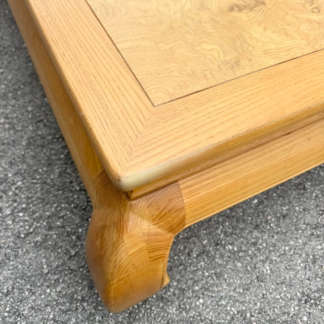 Brown Ming Style Blonde Burlwood Scene Two Coffee Table by Henredon For Sale - Image 8 of 12
