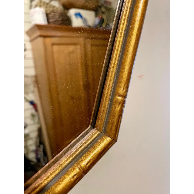 1970s Vintage Gilt Faux Bamboo Mirror For Sale - Image 5 of 10
